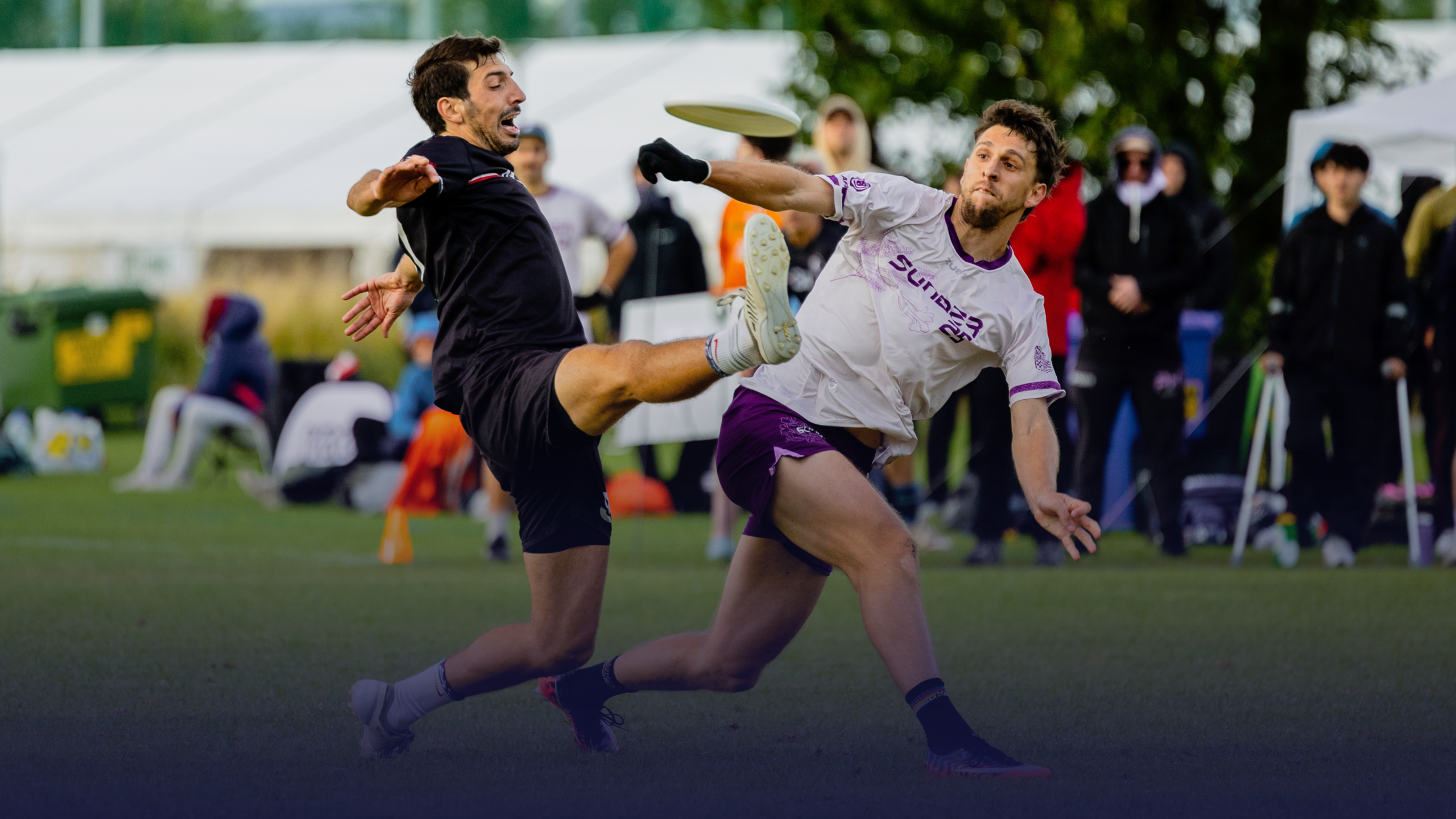 Ultimate players compete for the disc during a World Ultimate Club Championships match in Limerick.